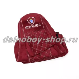 Чехол - сиденье аликанте SCANIA (2004-2014) 5 серия (2 ремня)(2 выс.сид.) красный