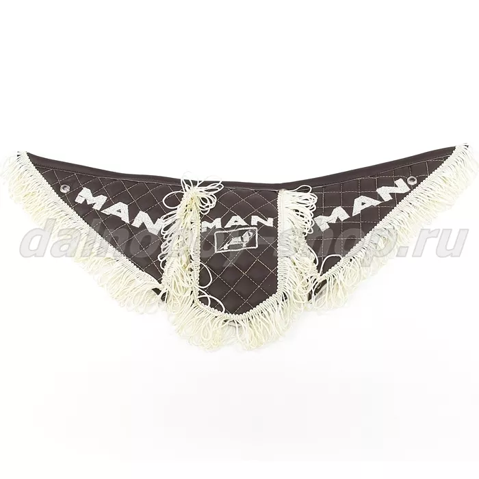 Вымпел из 3-х частей Иск кожа стеганный MAN коричневый + бежевая бахрома