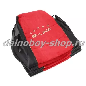 Чехол - сиденье Польша велюр - иск. кожа SCANIA (2004-2014) 5 серия (2 ремня)(2 выс.сид.) красн-черн