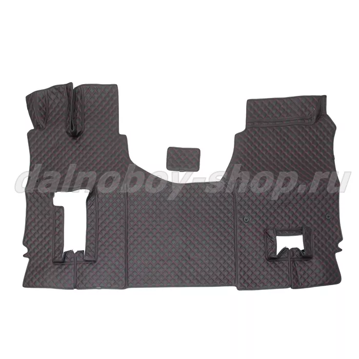 Коврик кож.зам. 3D под ноги MERCEDES ACTROS MP4/5 2х нитка черная кожа/нить красная