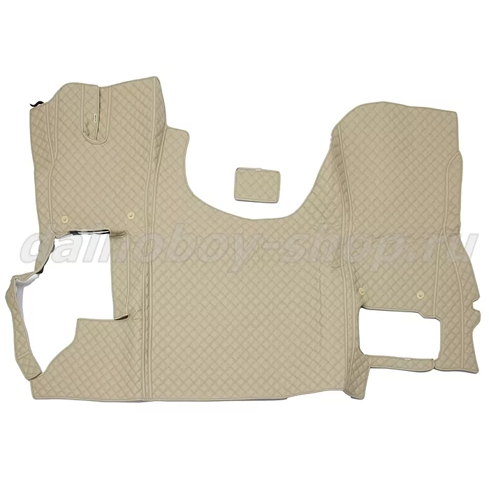 Коврик кож.зам. 3D под ноги DAF XF-107 автомат 2х нитка кожа беж / нить коричневая