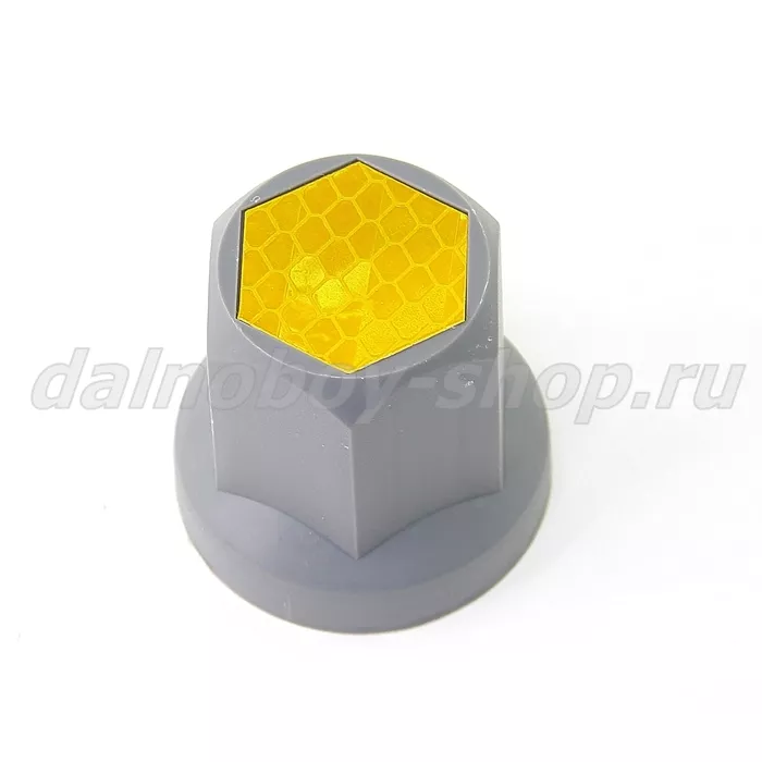 Колпачок гайки 32 пластик СВЕТООТРАЖАЮЩИЙ серый + оранжевая пленка/ (20шт. уп)