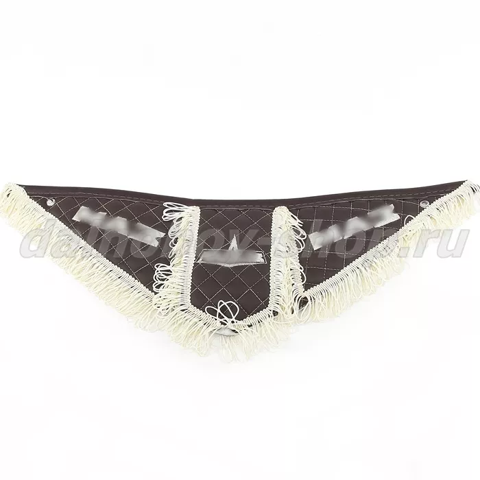 Вымпел из 3-х частей Иск кожа стеганный MZ коричневый + бежевая бахрома