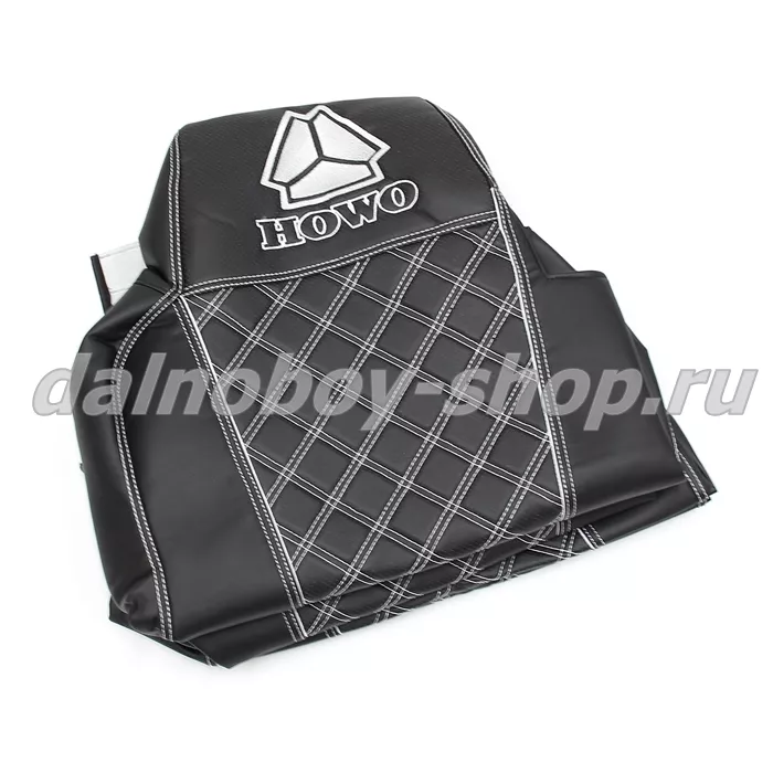 Чехол - сиденье / иск.кожа /PREMIUM / HOWO 2 ремня (T5G)  / Черн+бел нити