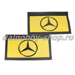 Брызговики задние резина (тисненные) LUXE 600*400 MERCEDES ЗНАЧОК желт.