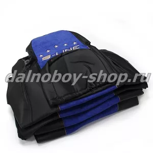 Чехол - сиденье Польша велюр - иск. кожа SCANIA 6 серия P/G/R от 2014г (1выс.1низ) син-черн с микроф