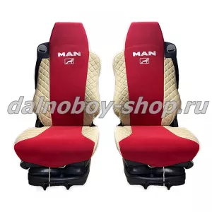Чехол - сиденье иск.кожа+велюр PREMIUM MAN TG-A/X/S/M/L  с 2017 (2ремня)(2 выс.сид.) бежево-красный