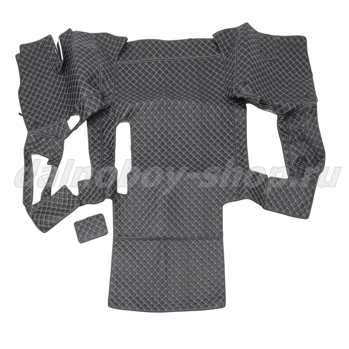 Коврик кож.зам. 3D под ноги Man TGX (2016-2021) авт без ящ без хол 2х нитка черная кожа/нить белая