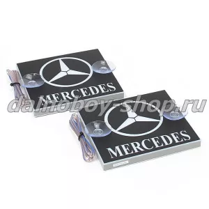 Табличка светящаяся черная 13/15 см. MERCEDES бел/зел 24v (2шт) двойная