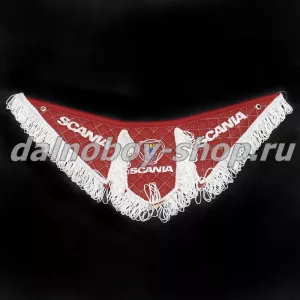 Вымпел из 3-х частей Иск кожа стеганный SCANIA красный + белая бахрома