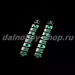 Табличка светящаяся черная вертикальная 8/32 см MERCEDES  бел/зел 24v (2шт) двойная