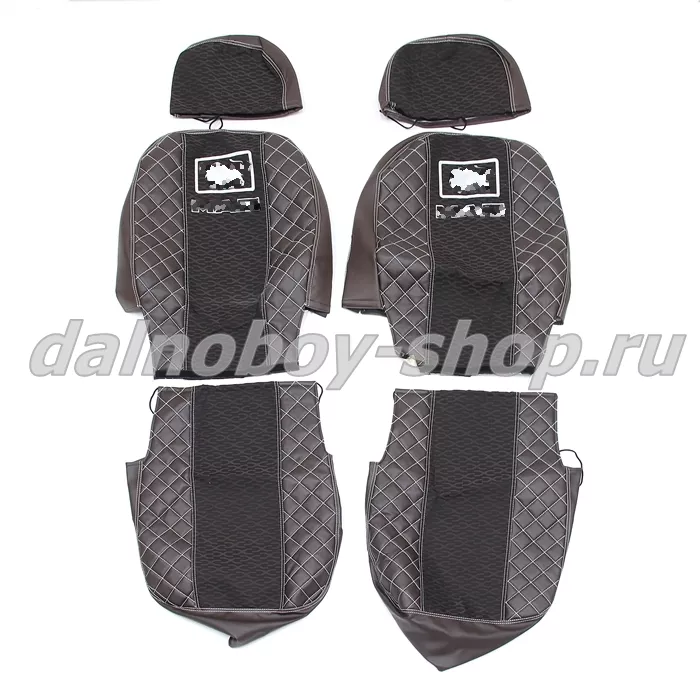 Чехол - сиденье иск.кожа+велюр PREMIUM EURO-MZ (2 сидения+2 подголовника) коричневый