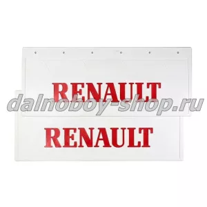 Брызговики задние резина (тисненные) БЕЛЫЕ 660*270 RENAULT красная надпись