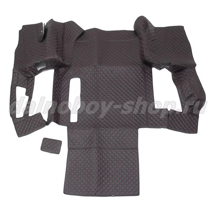 Коврик кож.зам. 3D под ноги Man TGX (2016-2021) авт без ящ без хол 2х нитка черная кожа/нить красная