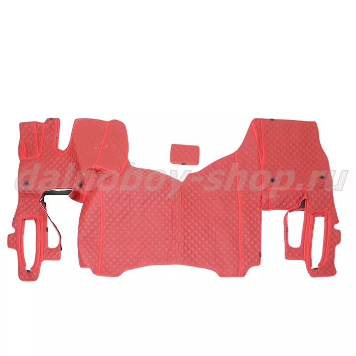 Коврик кож.зам. 3D под ноги RENAULT T вод+пас 2х нитка красная кожа/нить красная