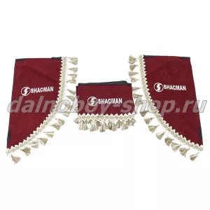 Ламбрекен лоб.+ шторка боковая велюр 2.2м  SHACMAN красный