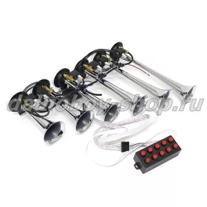 Сигнал 6 рожк. 24v ХРОМ 360 мм музыкальный 