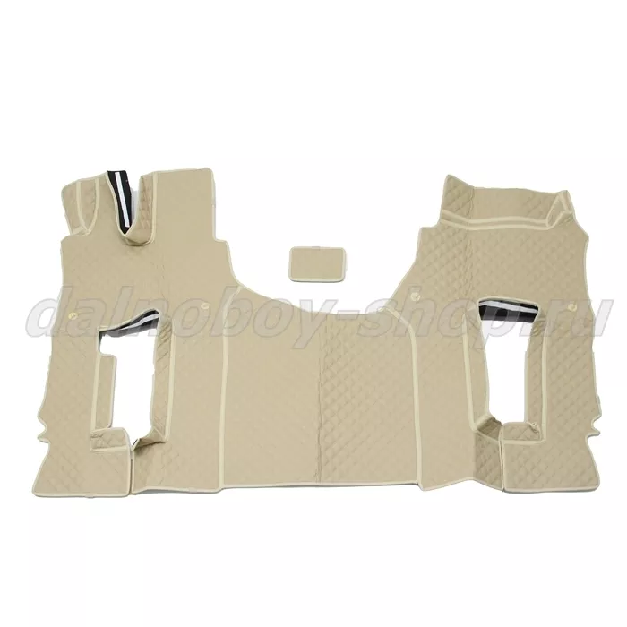 Коврик кож.зам. 3D под ноги MERCEDES ACTROS Китайская сборка 2х нитка беж кожа/нить бежевая