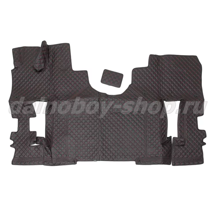 Коврик кож.зам. 3D под ноги KMZ К5 2х нитка черная кожа/нить красная