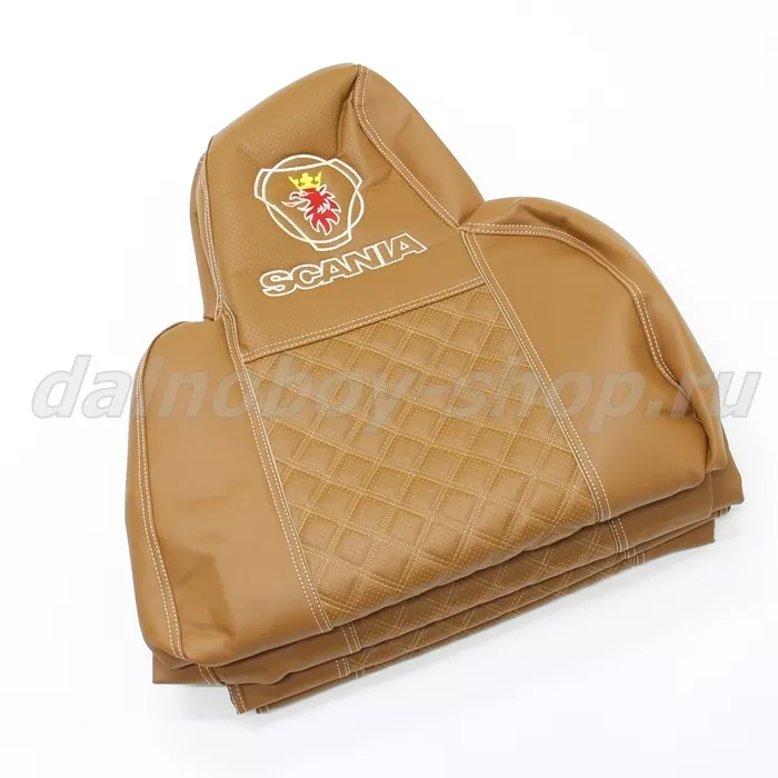 Чехол - сиденье / иск.кожа /PREMIUM / SCANIA 6 серия G, R от 2014г.(2выс.сид) фокс+фокс