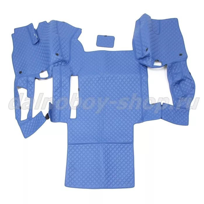 Коврик кож.зам. 3D под ноги Man TGX (2016-2021) авт с ящ без хол 2х нитка синяя кожа/нить синяя