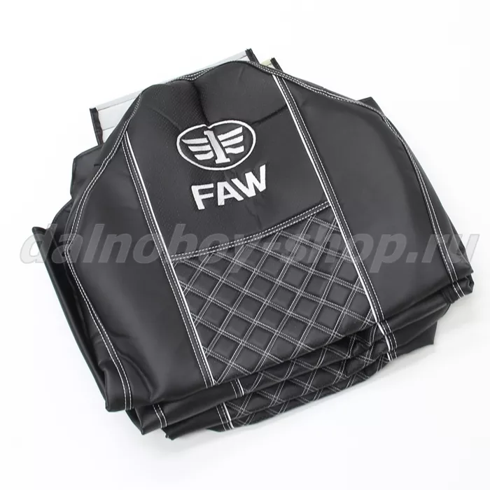 Чехол - сиденье / иск.кожа /PREMIUM / FAW J7 (FW02) / Черн+Бел нити