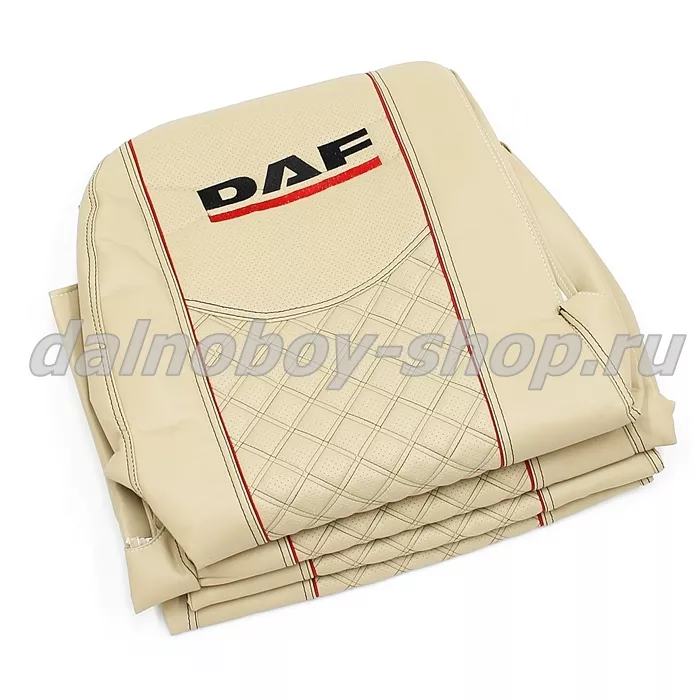 Чехол - сиденье / иск.кожа /PREMIUM / DAF XF -105/106 от 2012г (2 ремня)(2выс.сид.) / Беж+Беж