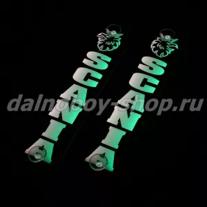 Табличка светящаяся черная вертикальная 8/32 см SCANIA  бел/зел 24v (2шт) двойная