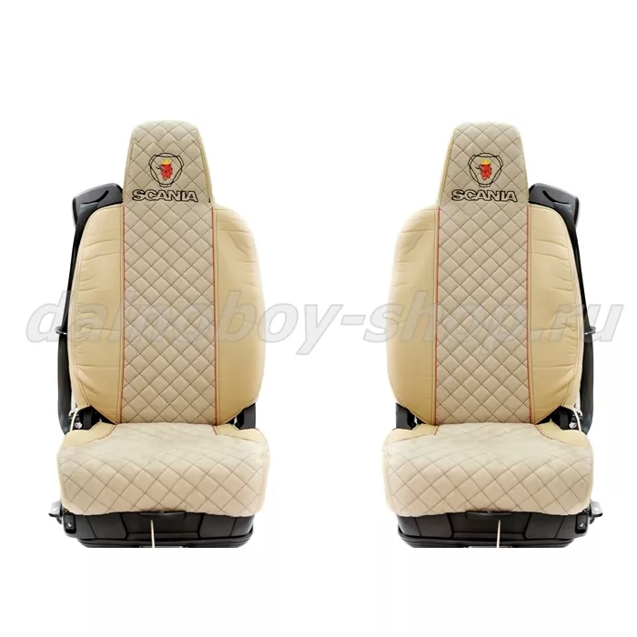 Чехол - сиденье иск.кожа+велюр PREMIUM SCANIA 6 серия G, R от 2014г.(2выс.сид) бежевый
