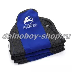 Чехол - сиденье иск.кожа+велюр PREMIUM IVECO STRALIS/ HI-WAY (2рем)(2выс.сид) черно-синий