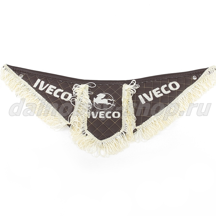 Вымпел из 3-х частей Иск кожа стеганный IVECO коричневый + бежевая бахрома