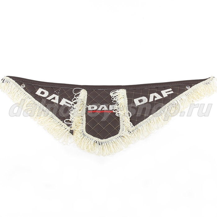 Вымпел из 3-х частей Иск кожа стеганный DAF коричневый + бежевая бахрома