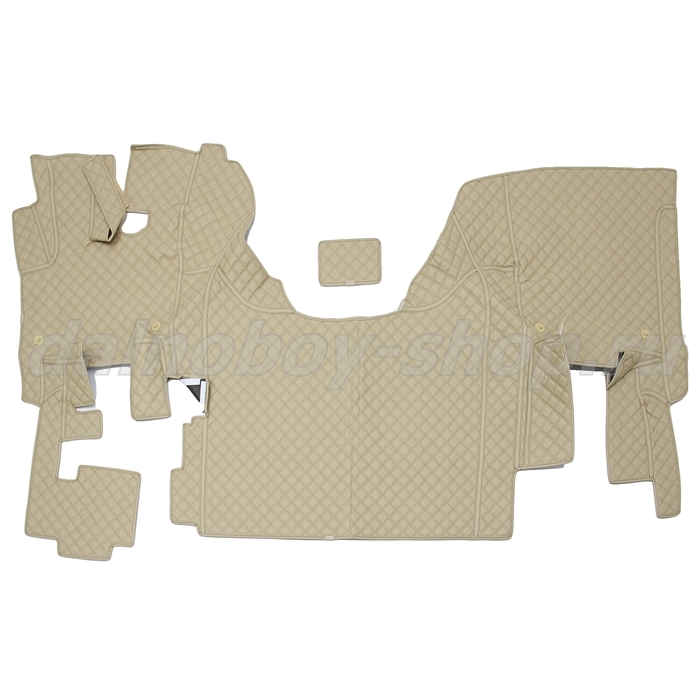 Коврик кож.зам. 3D под ноги DAF XF-105 автомат /бежевый+коричневая нить