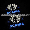 Табличка светящаяся черная 13/15 см. SCANIA бел/син 24v (2шт) двойная