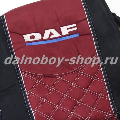 Чехол - сиденье аликанте DAF XF -105 после 2012г. (2 ремня)(2выс.сид.) черно-красный_1