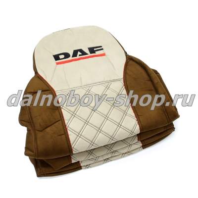 Чехол - сиденье аликанте DAF XF -95-105 до 2009г. (2 ремня)(2выс.сид.) коричневый+беж
