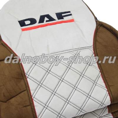 Чехол - сиденье аликанте DAF XF -95-105 до 2009г. (2 ремня)(2выс.сид.) коричневый+беж_1