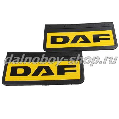 Брызговики передние резина (светоотражающие) 520*250 DAF (желтый+черная надпись)