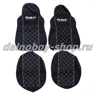 Чехол - сиденье аликанте DAF XF -95-105 до 2009г. (2 ремня)(2выс.сид.) черный _2