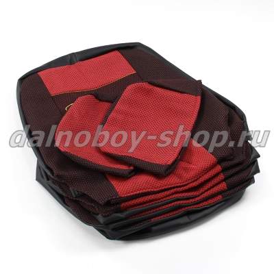 Чехол - сиденье иск.кожа+жаккард HYUNDAI HD-120 черно-красный
