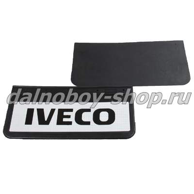 Брызговики передние резина (светоотражающие) 520*250 IVECO (белый+черная надпись)