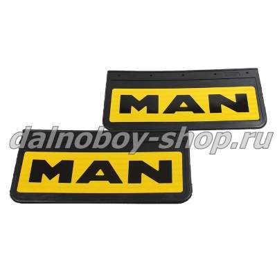 Брызговики передние резина (светоотражающие) 520*250 MAN (желтый+черная надпись)