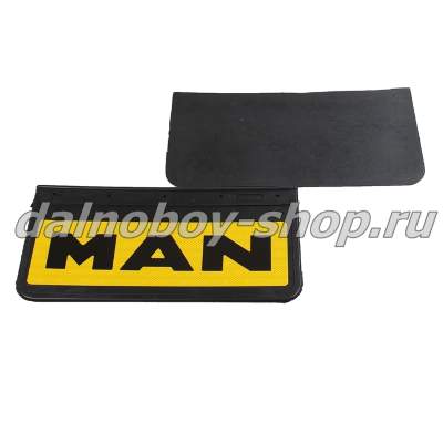 Брызговики передние резина (светоотражающие) 520*250 MAN (желтый+черная надпись)