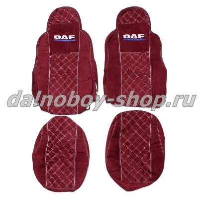Чехол - сиденье аликанте DAF XF -95-105 до 2009г. (2 ремня)(2выс.сид.) красный
